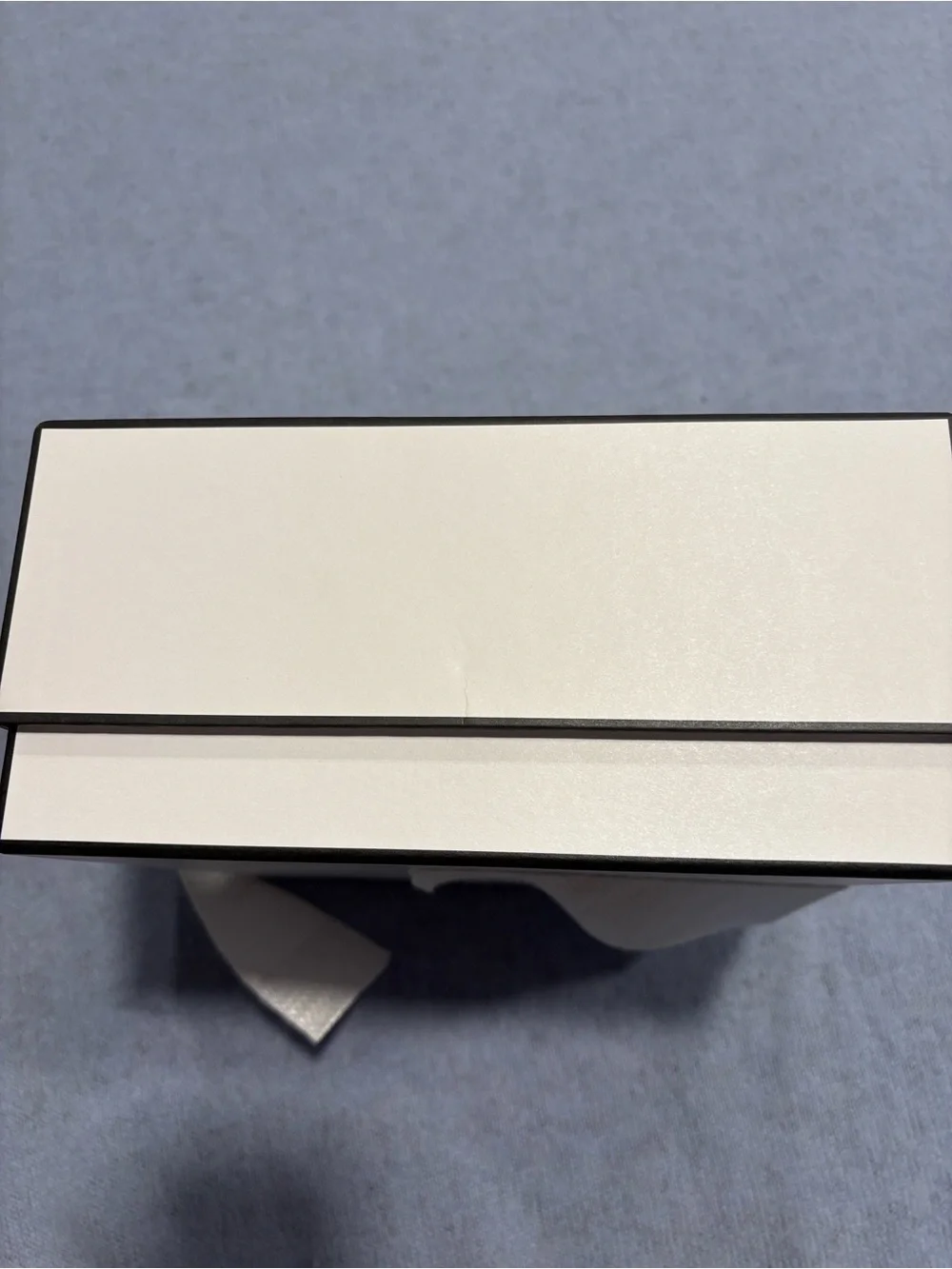 CHANEL White Box w Black Logo &Gold-Stamped Ribbon &drawstring dust bag